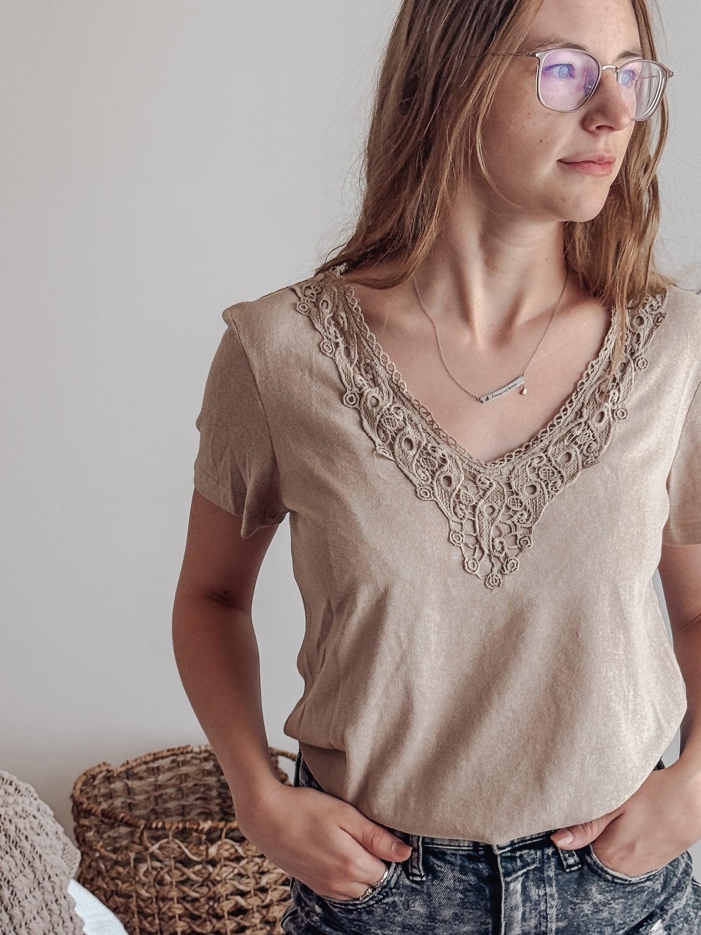 Crochet Trim T Shirt