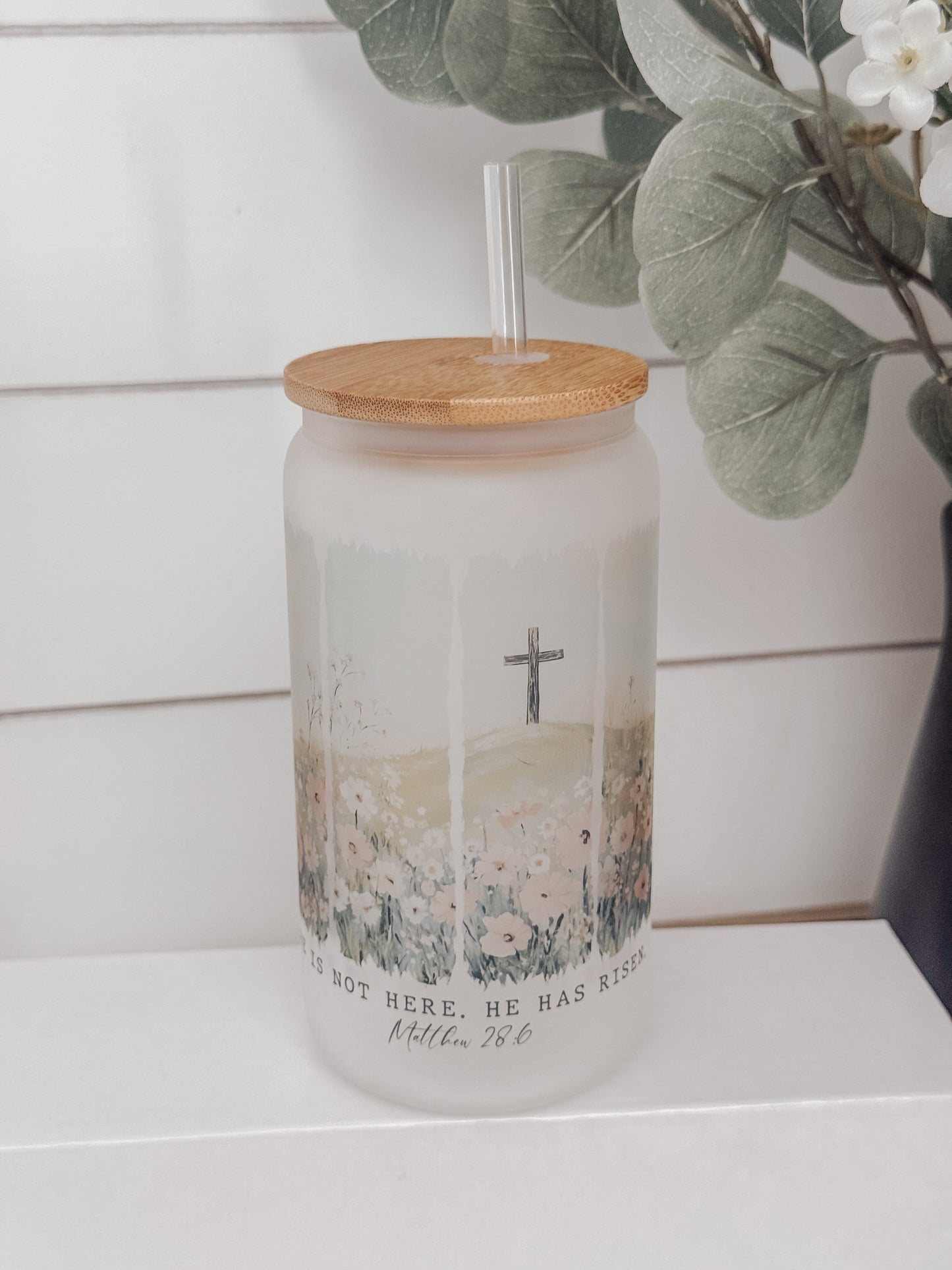He Has Risen 16oz Glass Can Cup