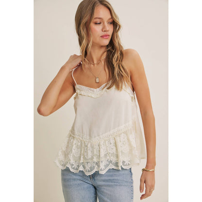 Lace Trim Ruffle Cami Tank
