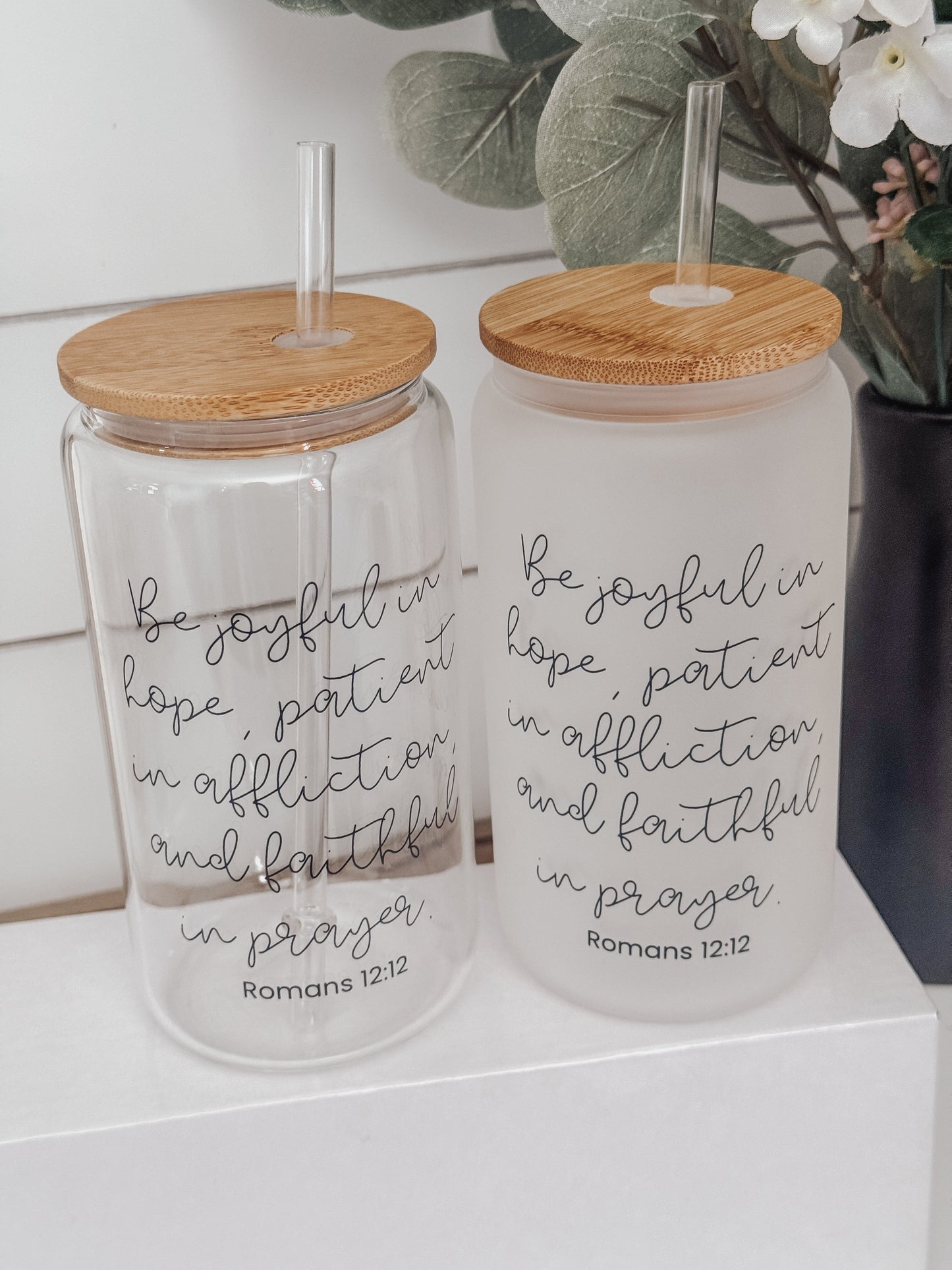 Be Joyful 16oz Glass Can Cup