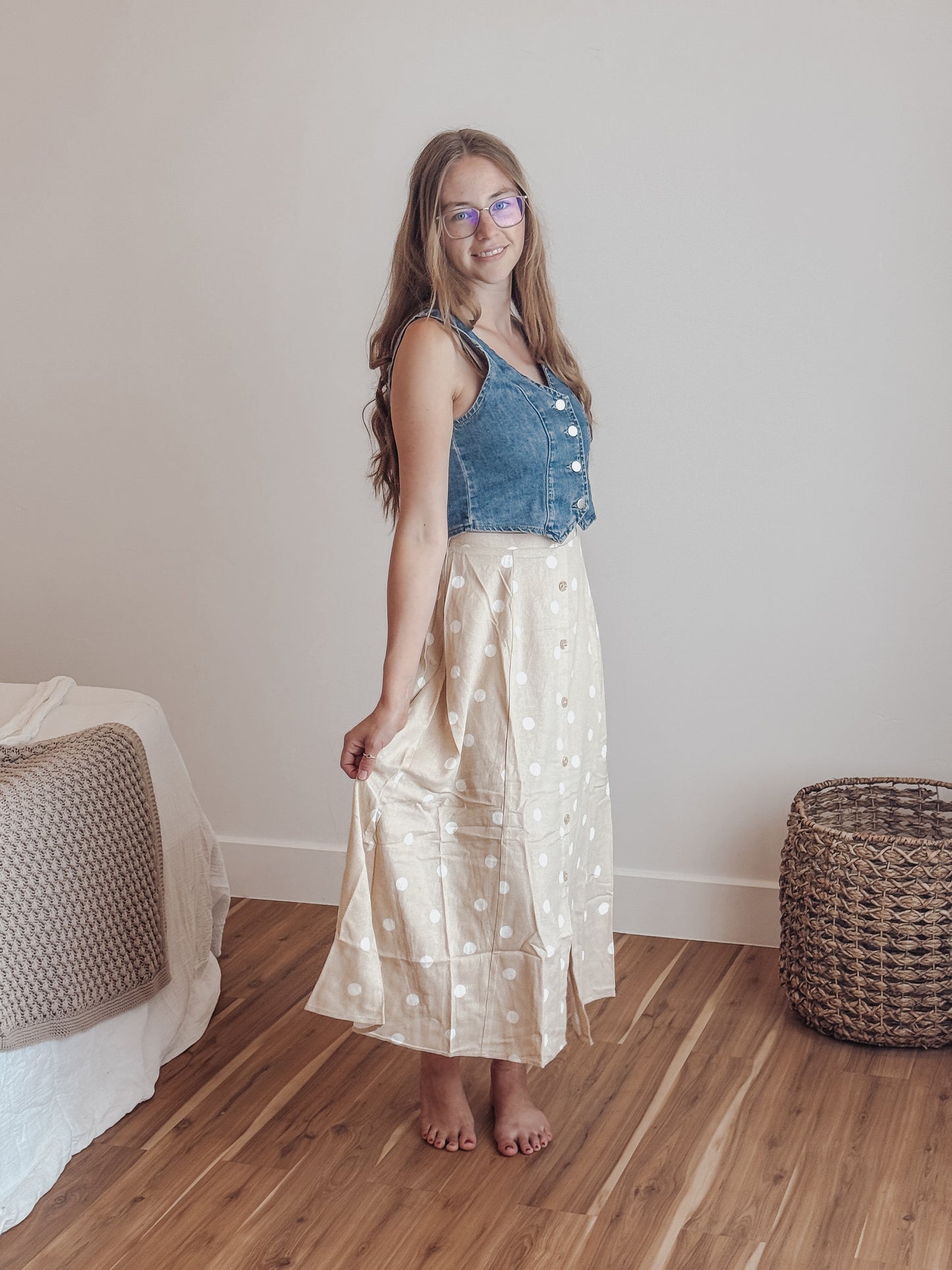 Polka Dot Midi Skirt