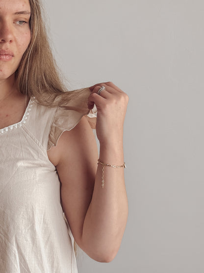 Ruffle Sleeved V-Neck Linen Top with Embroidery