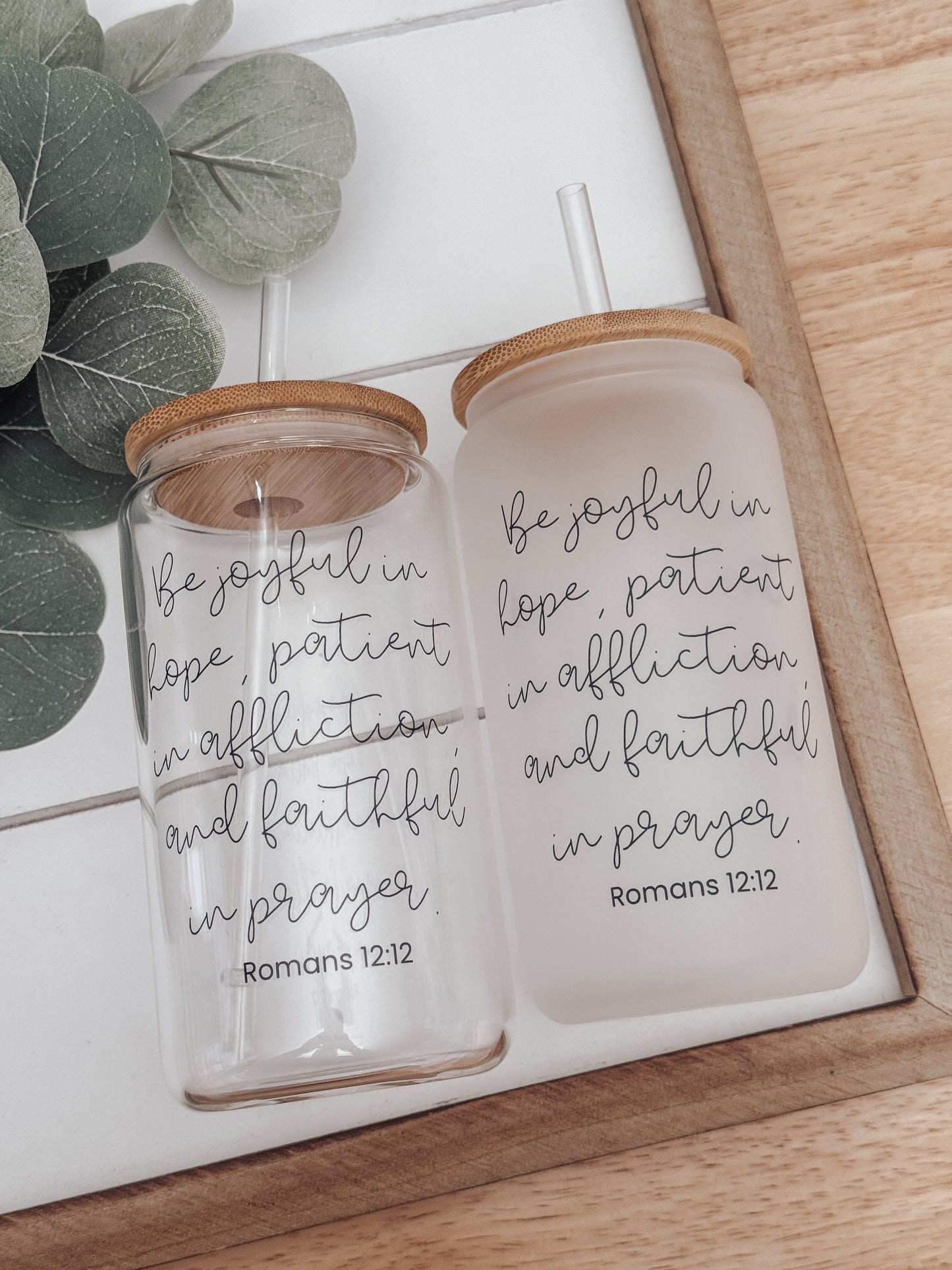 Be Joyful 16oz Glass Can Cup