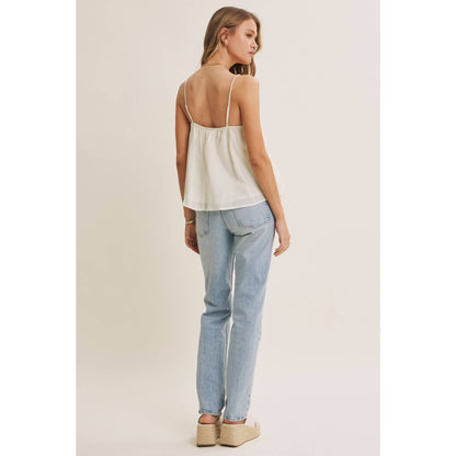 Lace Trim Ruffle Cami Tank