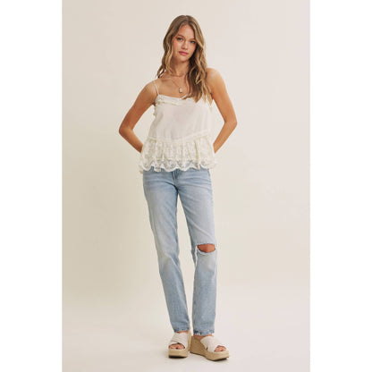 Lace Trim Ruffle Cami Tank