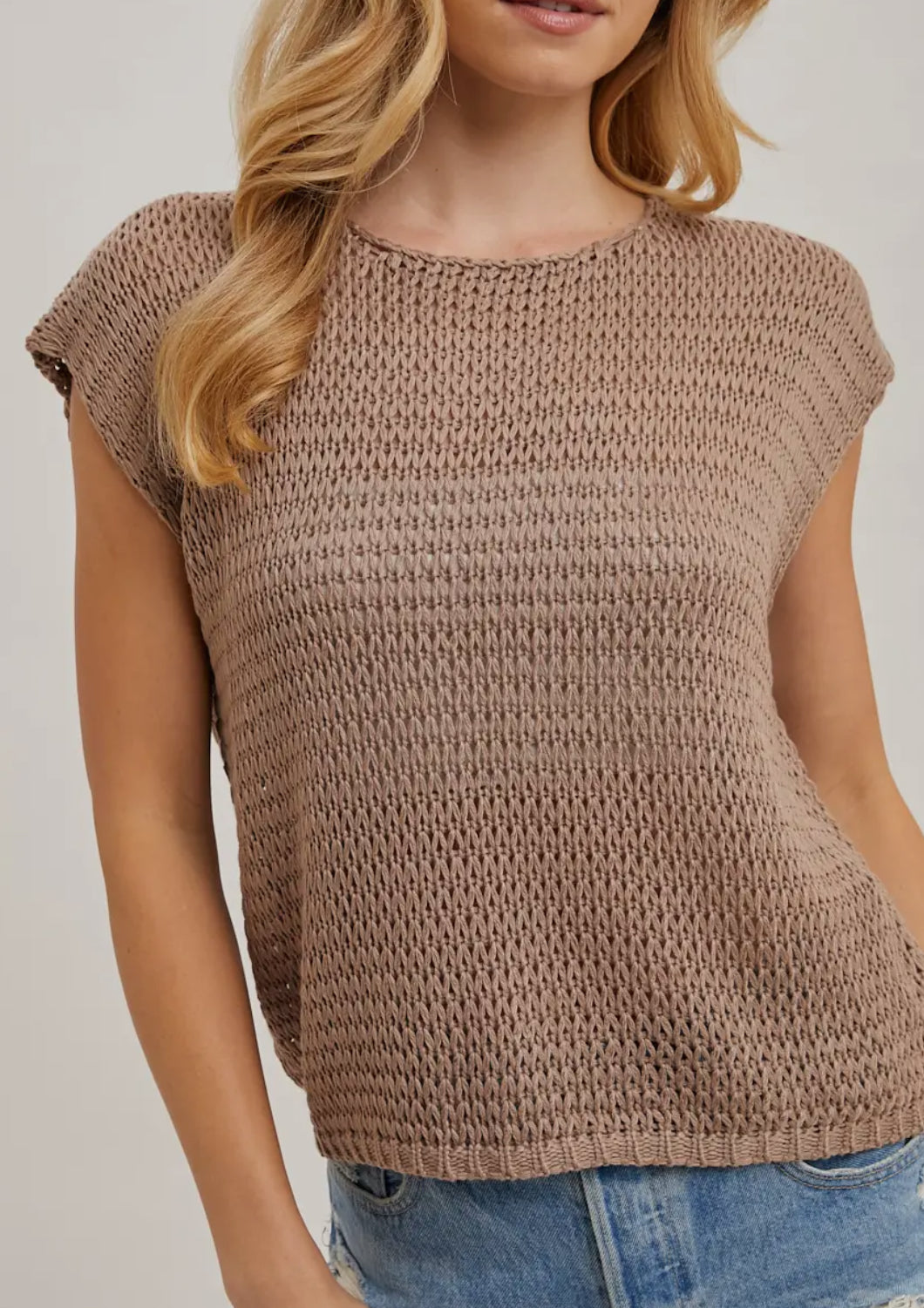 Sheer Open Knit Sweater T-Shirt Top