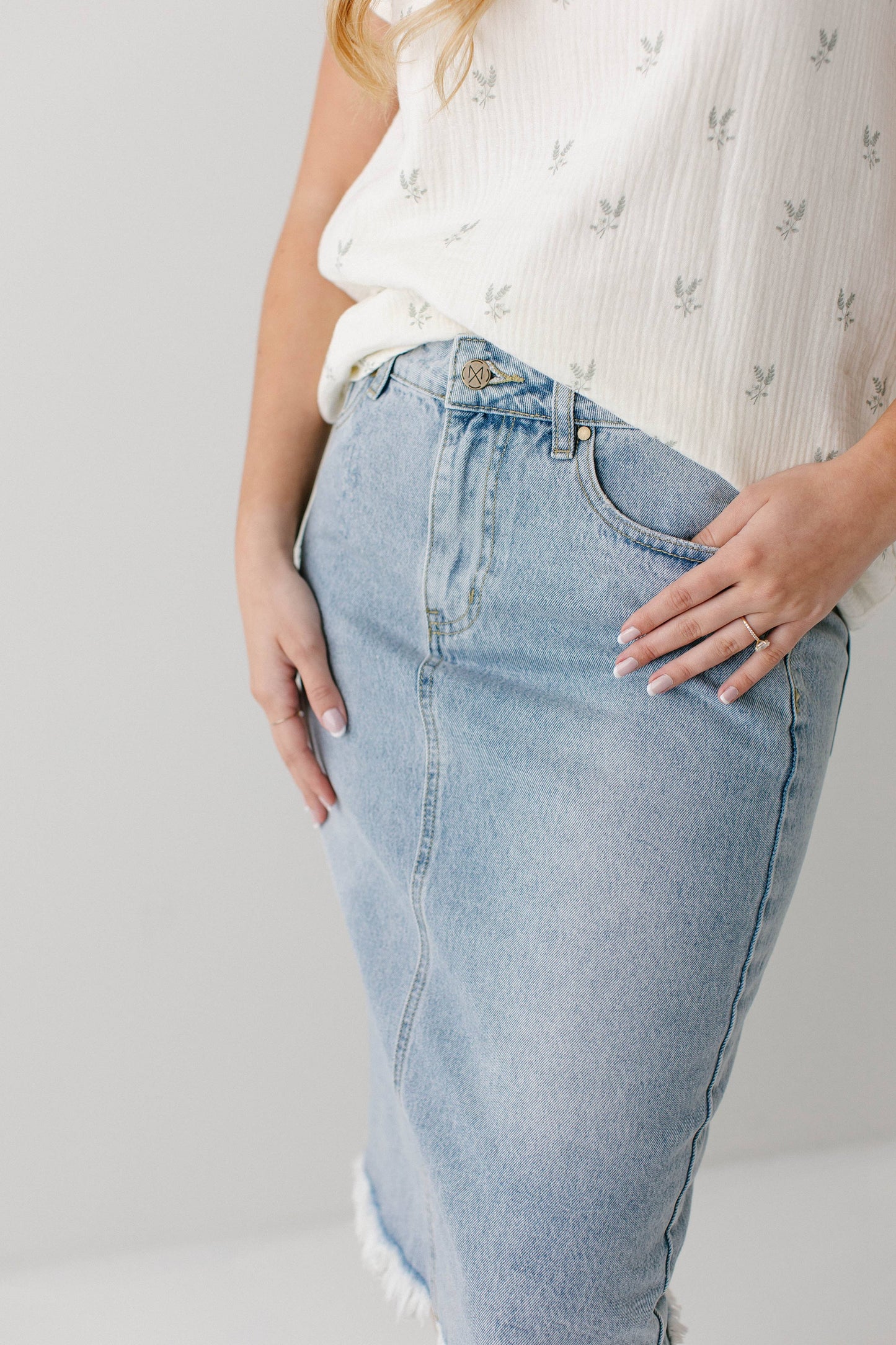 The Hadley Denim Midi Skirt