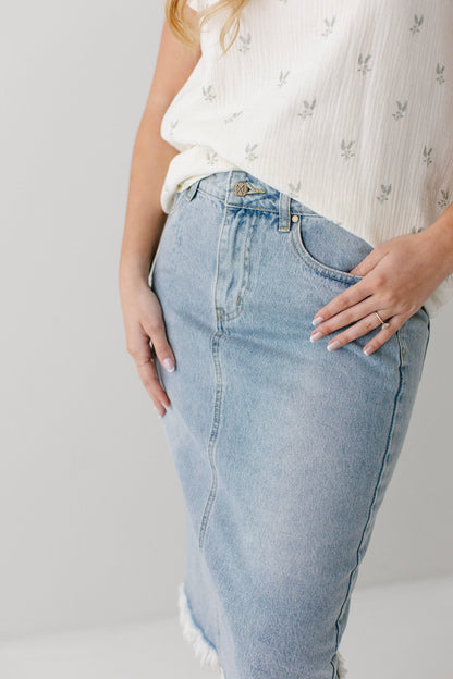 The Hadley Denim Midi Skirt