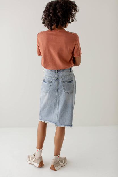 The Hadley Denim Midi Skirt