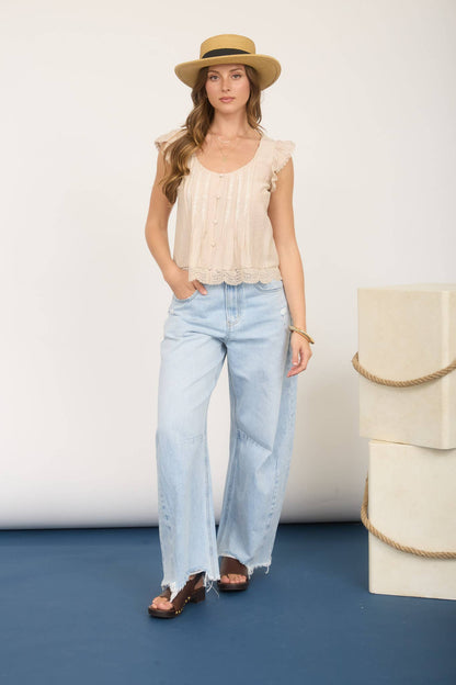 The Sadie Lace Flutter Top RESTOCKED