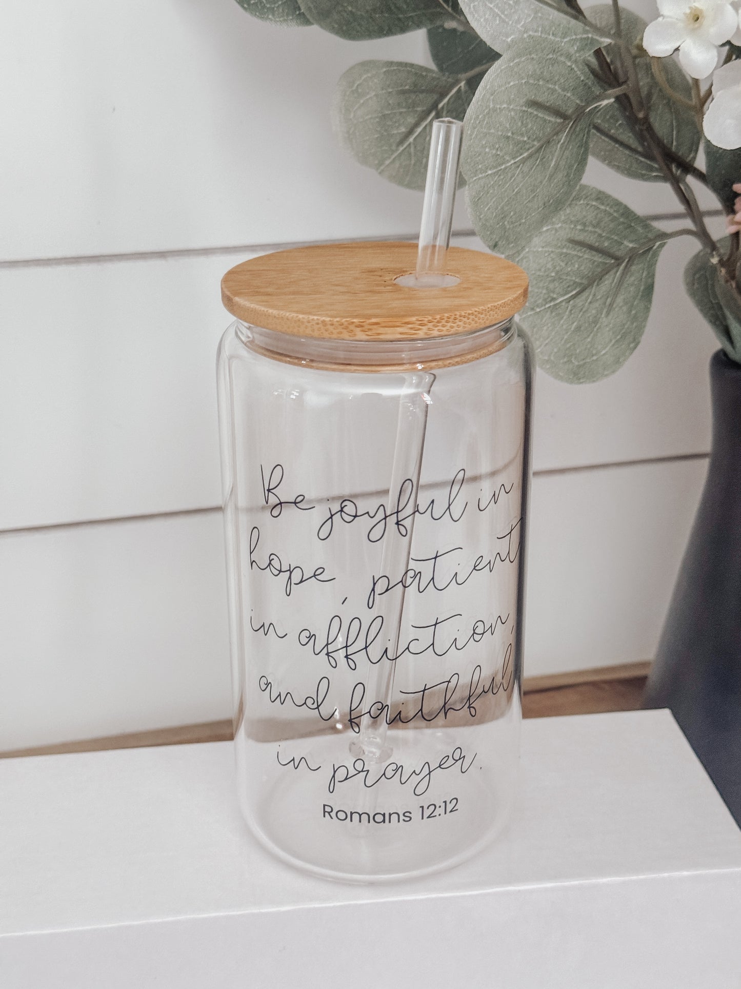Be Joyful 16oz Glass Can Cup