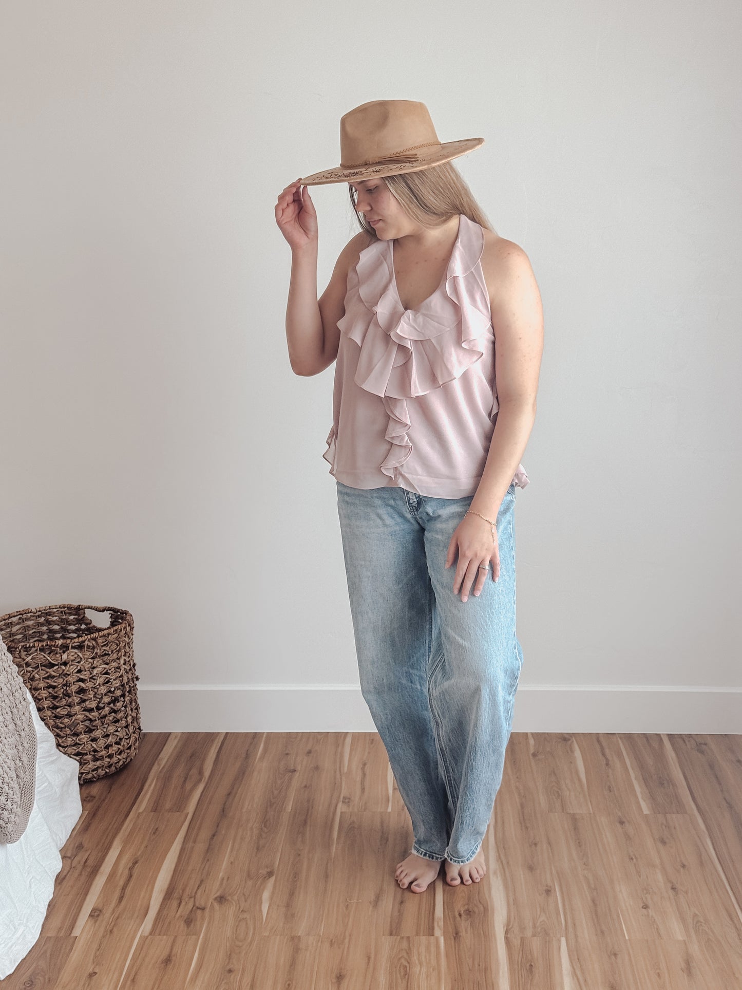 Ruffled Halter Blouse Top