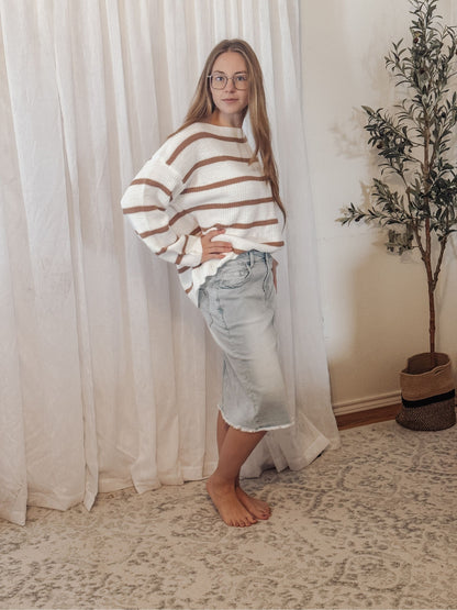 Cozy Stripe Ribbed Knit Sweater