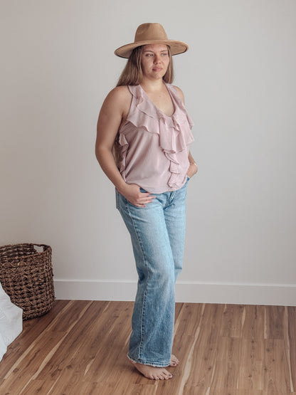 Ruffled Halter Blouse Top