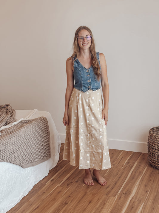Polka Dot Midi Skirt
