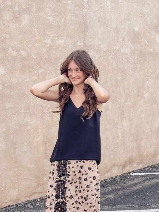 The Harper Tie-Strap Cami Black