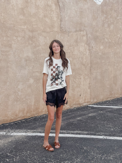 Lace Trim Satin Shorts