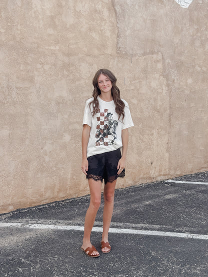 Lace Trim Satin Shorts