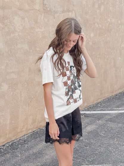 Lace Trim Satin Shorts