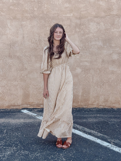 Gingham Puff Sleeve Maxi
