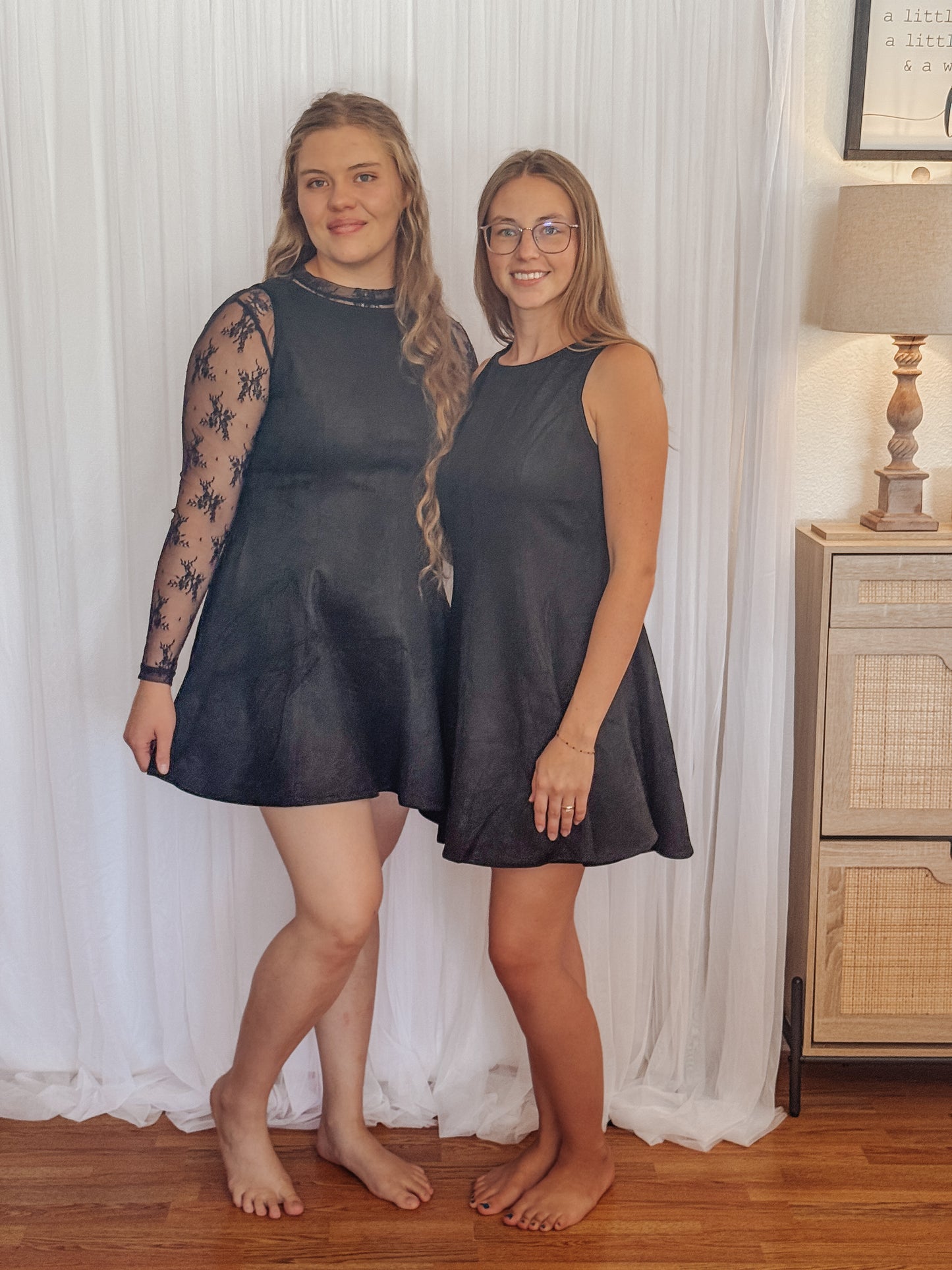 The Celeste Suede Mini Black Dress