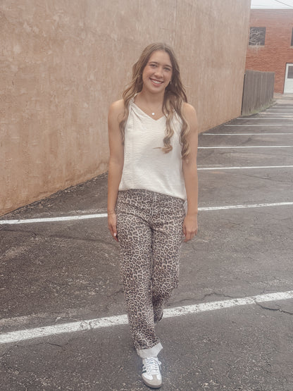 RESTOCKED Leopard Super High Rise Dad Jean
