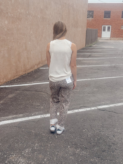 RESTOCKED Leopard Super High Rise Dad Jean