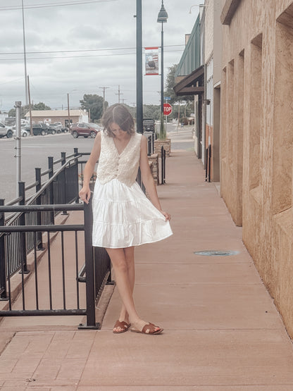 Boho Lace Bodice Mini Dress
