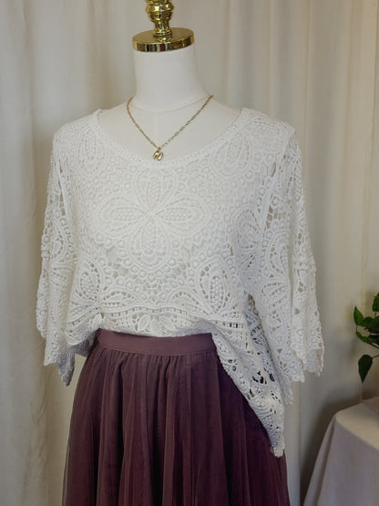 Tulle Midi Skirt in Dusty Rose