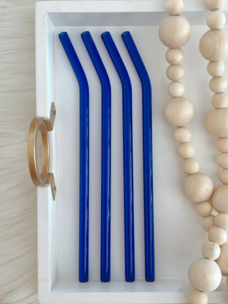Blue Bent Glass Straw - Emma K Designs