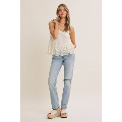 Lace Trim Ruffle Cami Tank