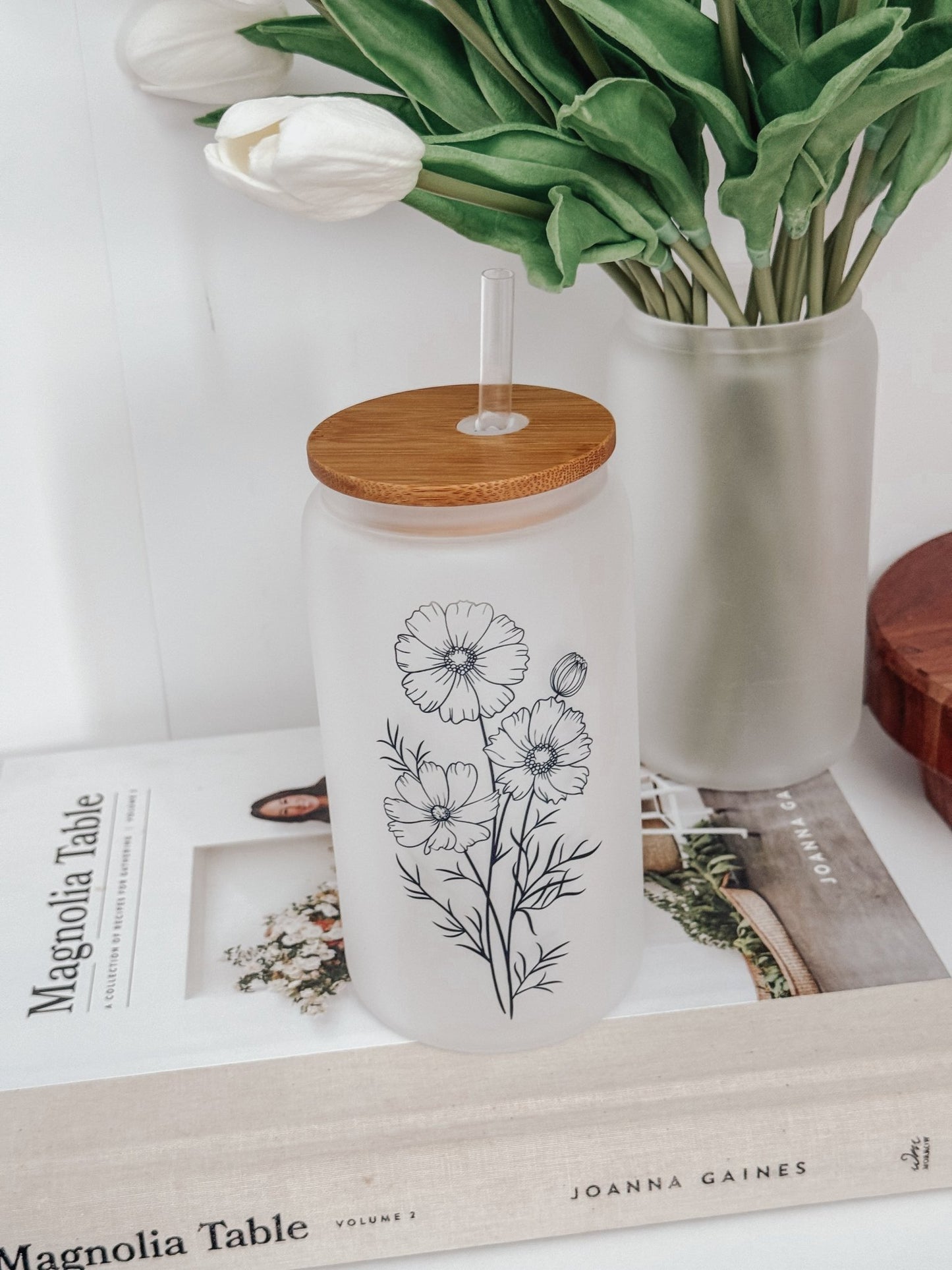Cosmos 16oz Glass Can Cup - Emma K Designs