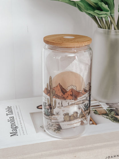 Desert 16oz Glass Can Cup - Emma K Designs