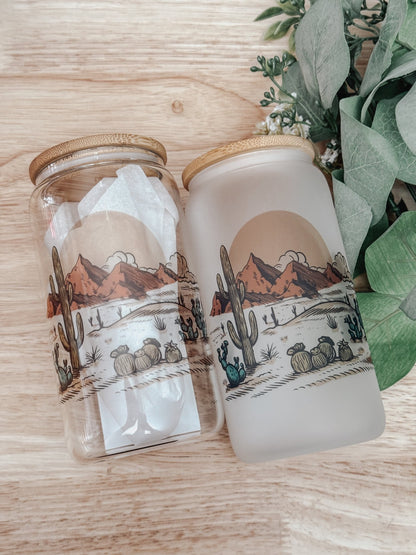 Desert 16oz Glass Can Cup - Emma K Designs