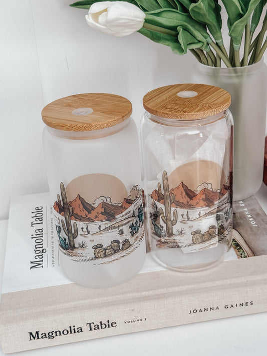 Desert 16oz Glass Can Cup - Emma K Designs