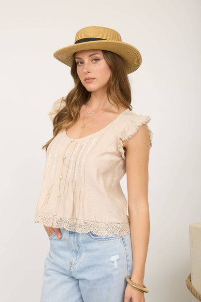 The Sadie Lace Flutter Top RESTOCKED