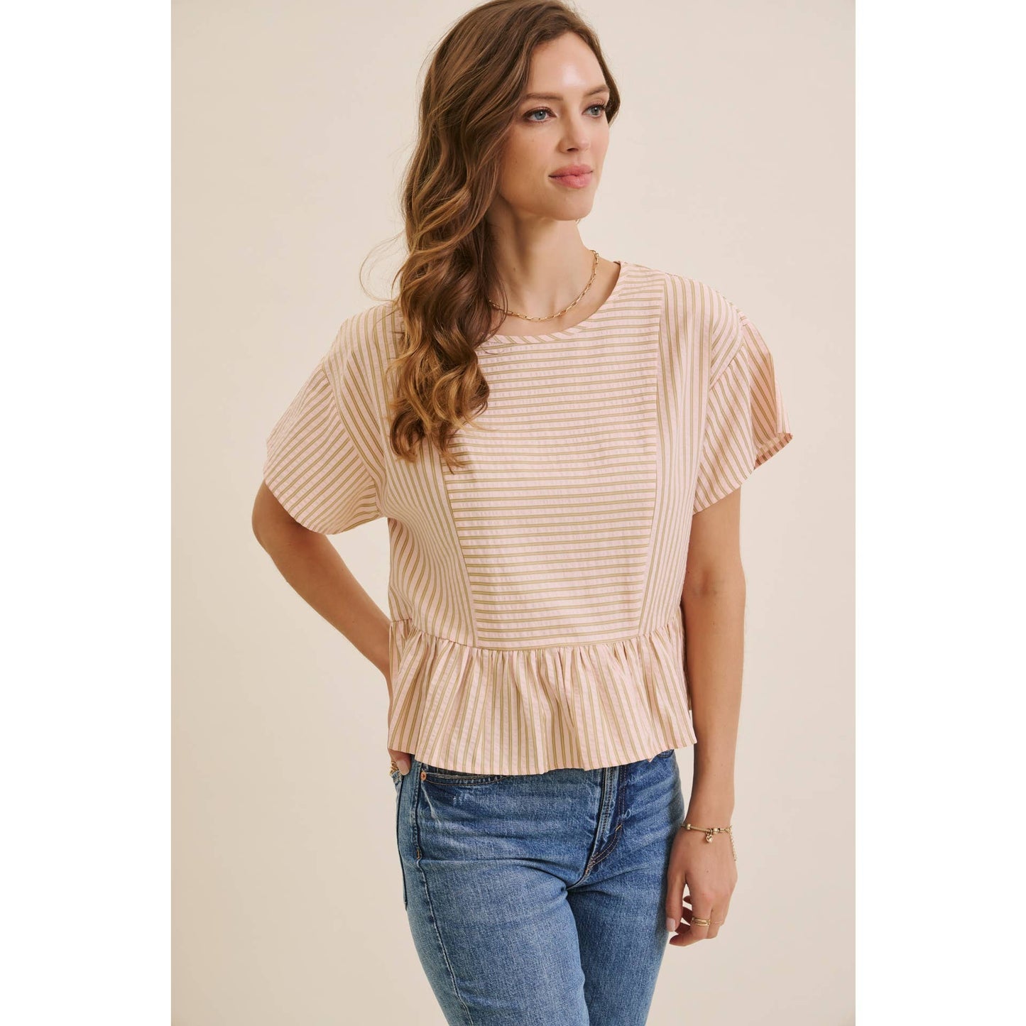 Sandy Stripe Peplum Top