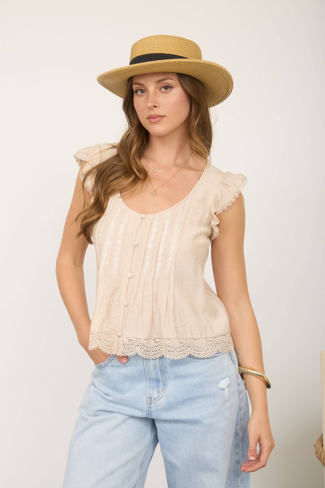 The Sadie Lace Flutter Top RESTOCKED