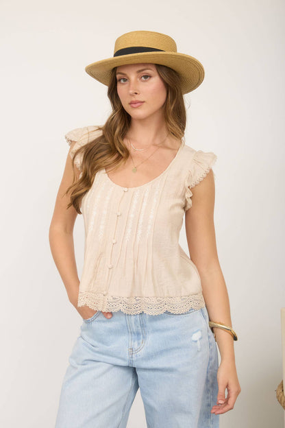The Sadie Lace Flutter Top RESTOCKED