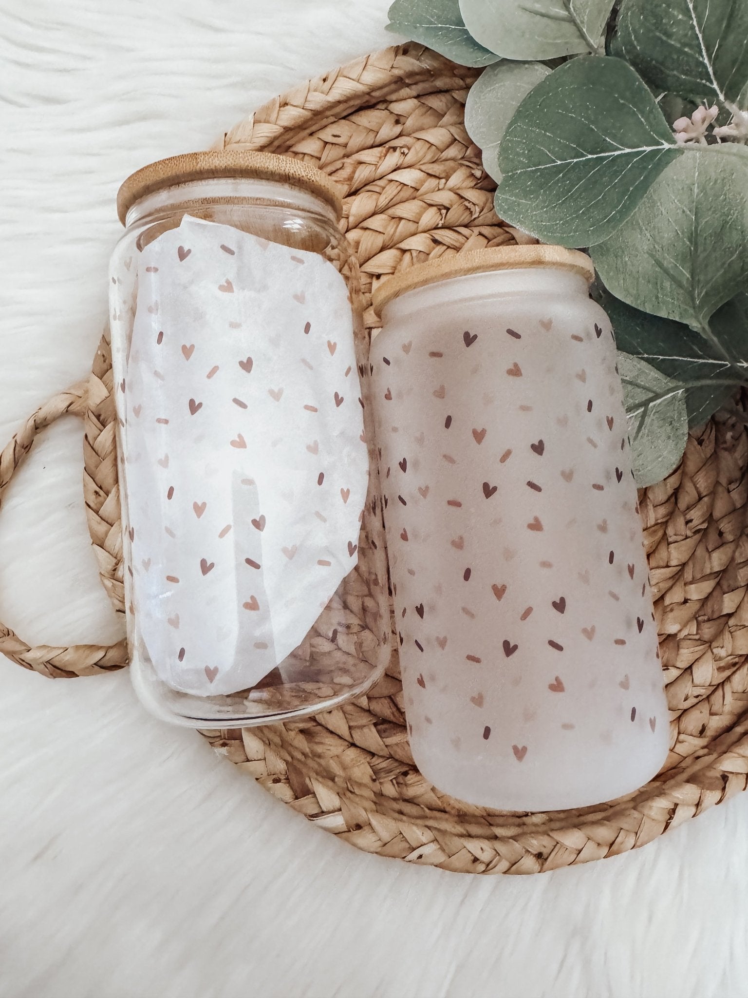 Heart Sprinkles 16 oz Glass Can Cup - Emma K Designs