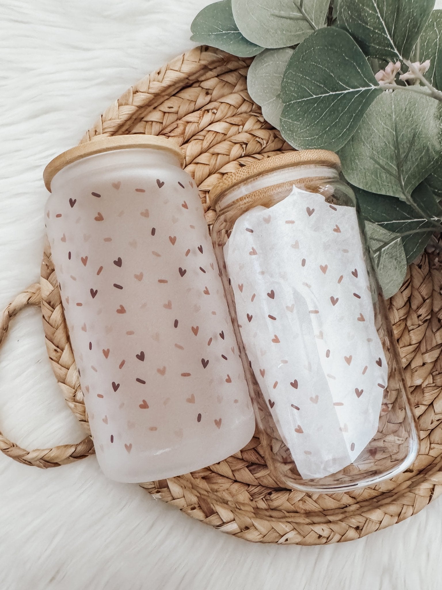 Heart Sprinkles 16 oz Glass Can Cup - Emma K Designs