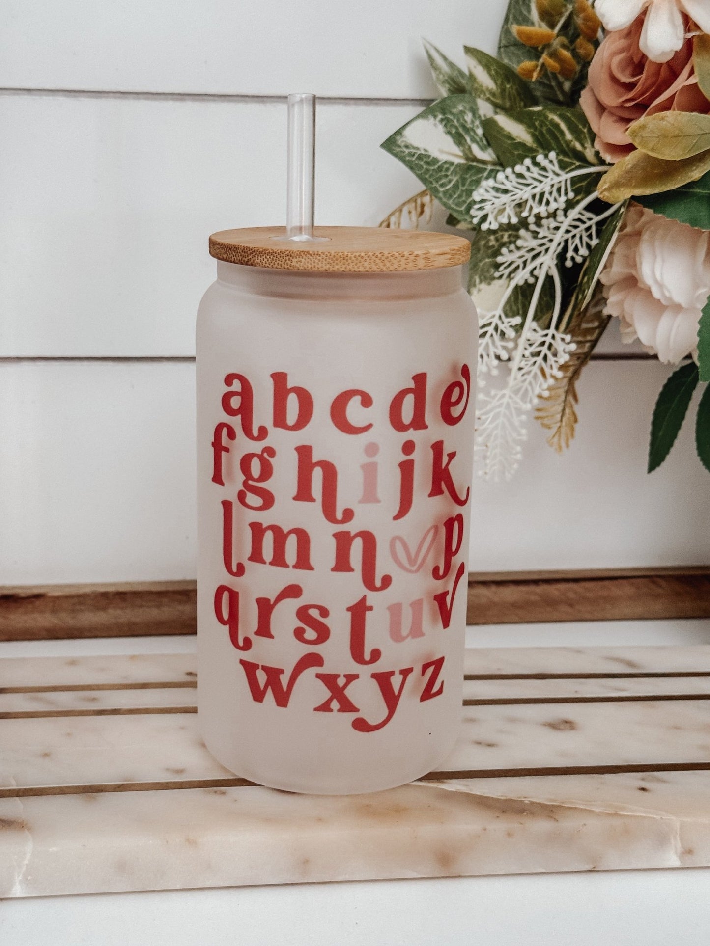 I Love You 16oz Glass Can Cup - Emma K Designs