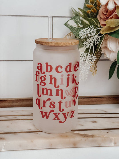 I Love You 16oz Glass Can Cup - Emma K Designs