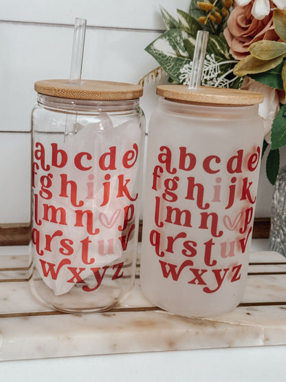 I Love You 16oz Glass Can Cup - Emma K Designs