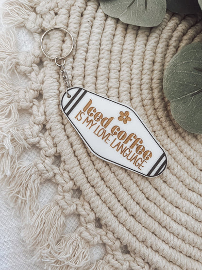 Iced Coffee Vintage Hotel Keychain - Emma K Designs