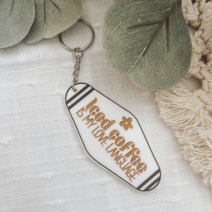 Iced Coffee Vintage Hotel Keychain - Emma K Designs
