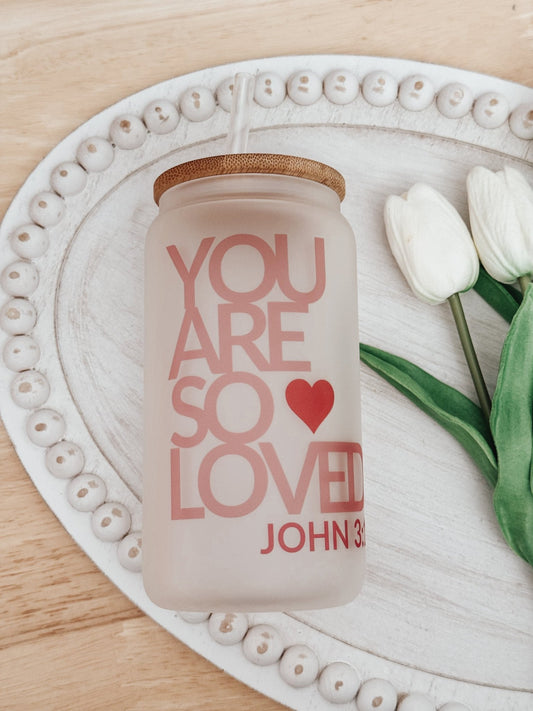 John 3:16 16oz Glass Can Cup - Emma K Designs