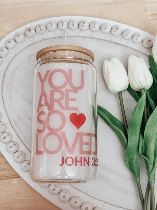 John 3:16 16oz Glass Can Cup - Emma K Designs
