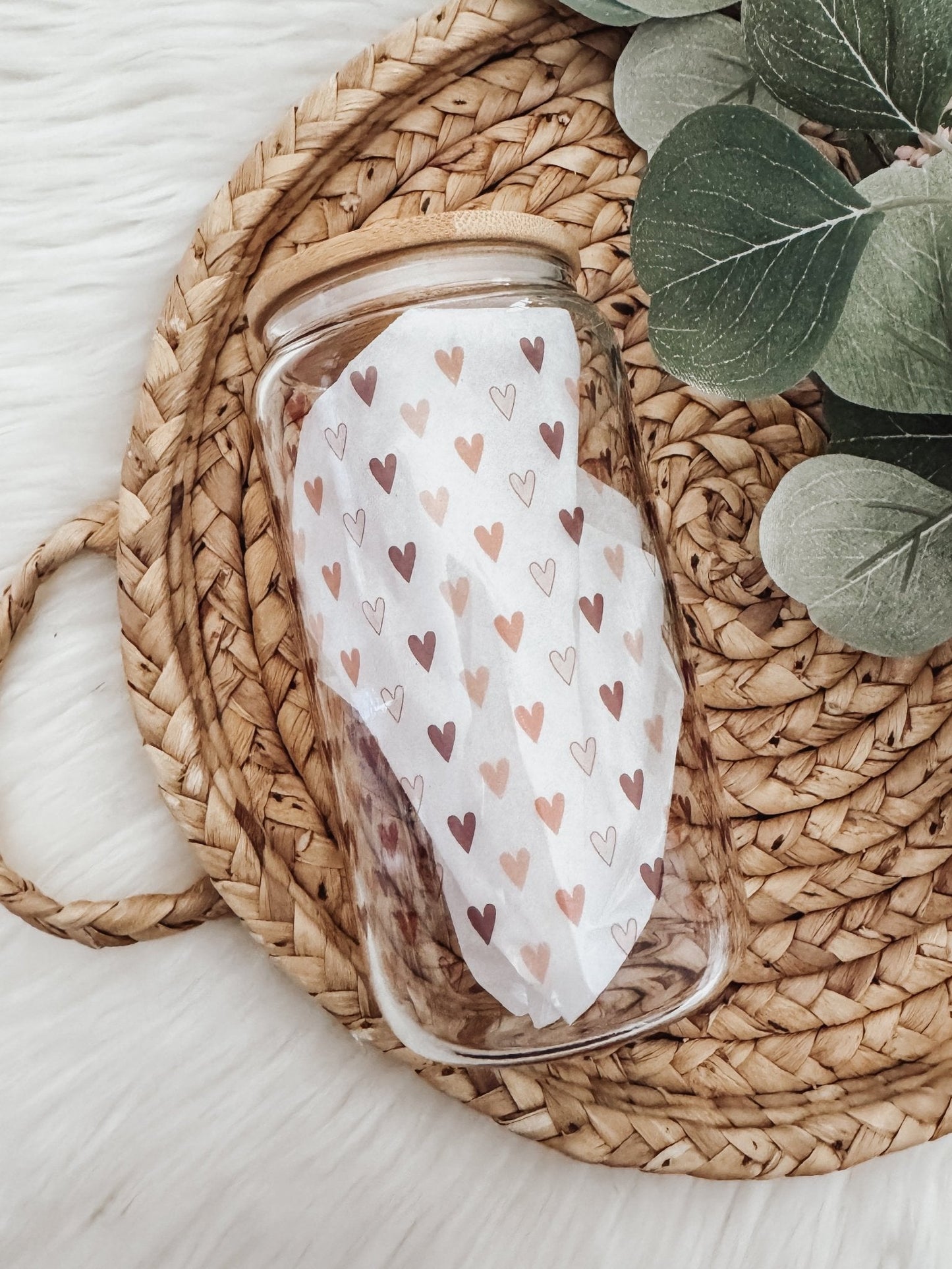Mini Boho Hearts 16oz Glass Can Cup - Emma K Designs