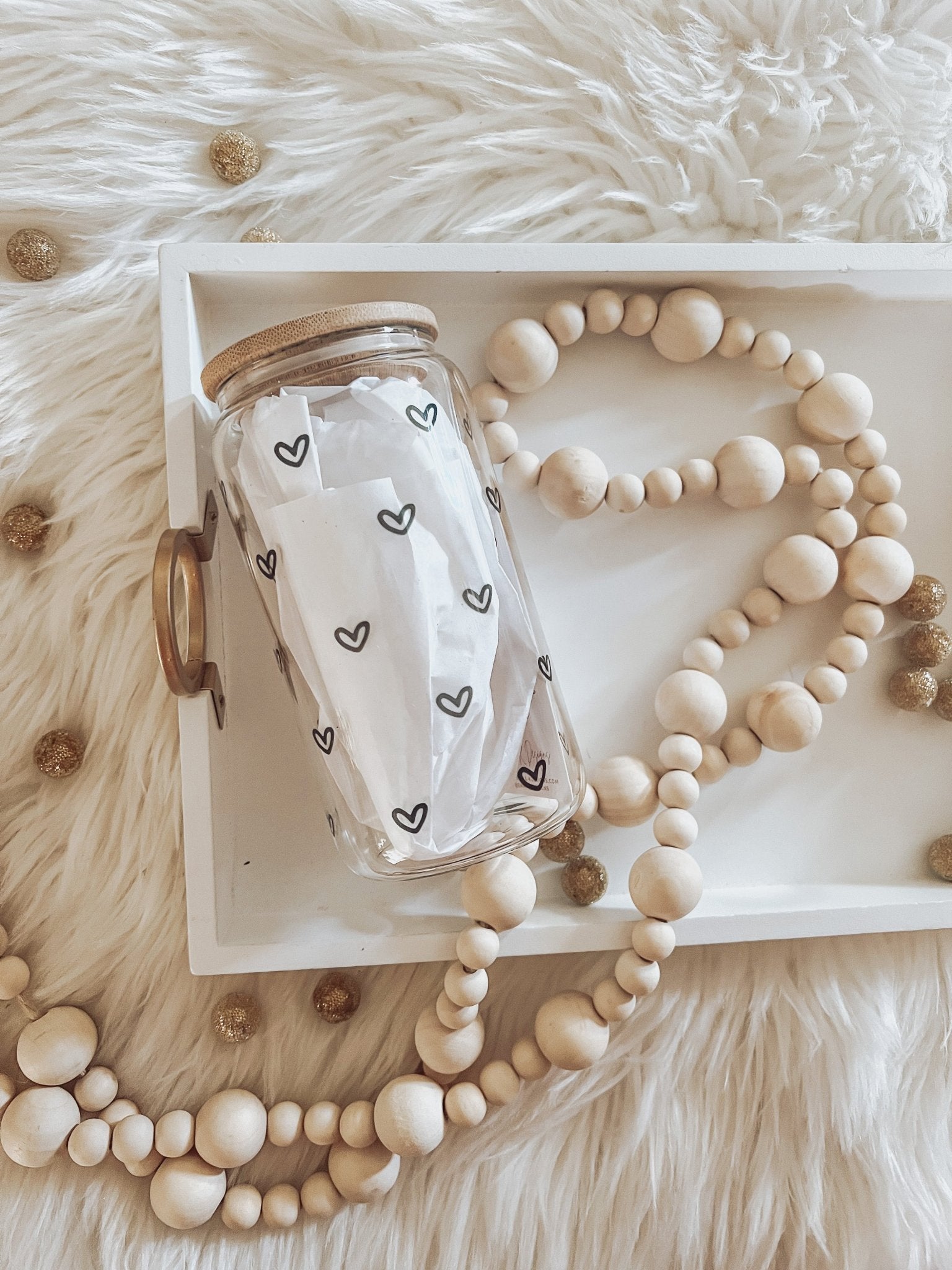 Mini Hearts 16oz Glass Can Cup - Emma K Designs